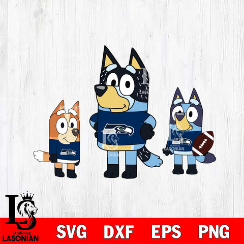 Seattle Seahawks Bluey svg , Bluey family NFL Svg Eps Dxf Png File, Digital Download, Instant Download
