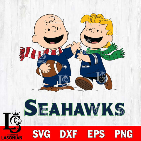 Seattle Seahawks Charlie Brown & Linus Football Cricut,Christmas SVG DXF EPS PNG FILE, Digital Download,Instant Download, Silhouette