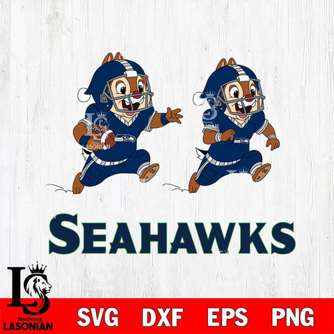 Seattle Seahawks Chip & Dale Football Cricut,Christmas SVG DXF EPS PNG FILE, Digital Download,Instant Download, Silhouette