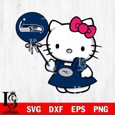 Seattle Seahawks Cute Hello Kitty 2 Svg Eps Dxf Png File, Digital Download, Instant Download
