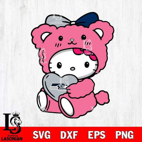 Seattle Seahawks Cute Hello Kitty 3 Svg Eps Dxf Png File, Digital Download, Instant Download
