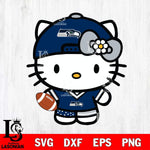 Seattle Seahawks Cute Hello Kitty Football 10 Svg Eps Dxf Png File, NFL svg, Digital Download, Instant Download