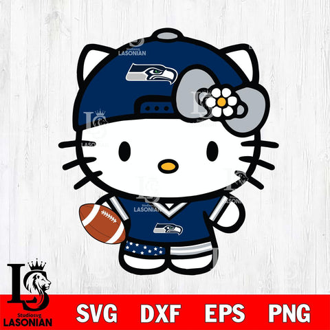 Seattle Seahawks Cute Hello Kitty Football 10 Svg Eps Dxf Png File, NFL svg, Digital Download, Instant Download
