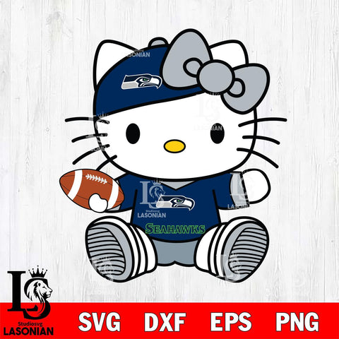Seattle Seahawks Cute Hello Kitty Football 11 Svg Eps Dxf Png File, NFL svg, Digital Download, Instant Download