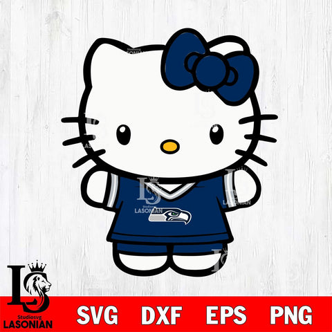 Seattle Seahawks Cute Hello Kitty Football 6 Svg Eps Dxf Png File, NFL svg, Digital Download, Instant Download