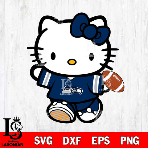 Seattle Seahawks Cute Hello Kitty Football 7 Svg Eps Dxf Png File, NFL svg, Digital Download, Instant Download