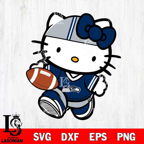Seattle Seahawks Cute Hello Kitty Football 9 Svg Eps Dxf Png File, NFL svg, Digital Download, Instant Download