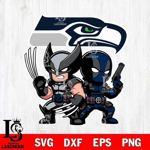 Seattle Seahawks Deadpool And Wolverine Svg Eps Dxf Png File, Digital Download, Instant Download