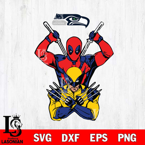 Seattle Seahawks Deadpool Wolverine 2 Svg Eps Dxf Png File, Digital Download, Instant Download