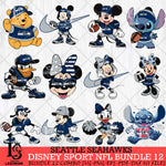 Seattle Seahawks Disney NFL Bundle 12 Svg Eps Dxf Png File, Digital Download, Instant Download
