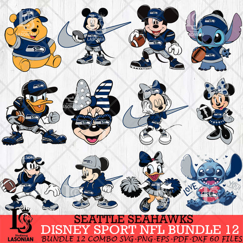 Seattle Seahawks Disney NFL Bundle 12 Svg Eps Dxf Png File, Digital Download, Instant Download