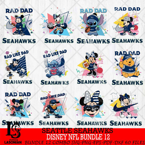 Seattle Seahawks Disney Rad Dad NFL Bundle 12 SVG DXF EPS PNG FILE, Father day File Cut,Digital Download,Instant Download,Disney Svg Files