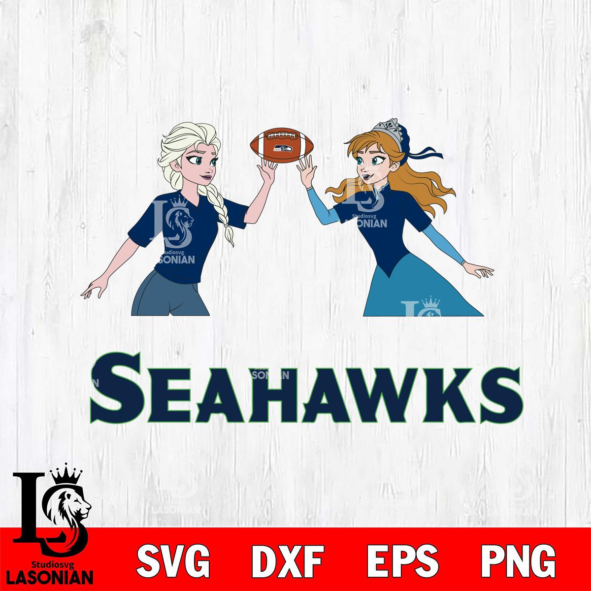 Seattle Seahawks Elsa & Anna Football – lasoniansvg