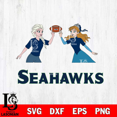 Seattle Seahawks Elsa & Anna Football Cricut,Christmas SVG DXF EPS PNG FILE, Digital Download,Instant Download, Silhouette