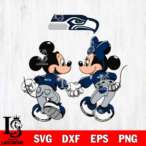 Seattle Seahawks Fan Minnie And Mickey Love Svg Eps Dxf Png File, Digital Download, Instant Download