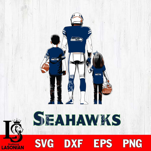 Seattle Seahawks Father And Child Football SVG DXF EPS PNG FILE,NFL SVG, Father day Digital Download,Instant Download, Silhouette