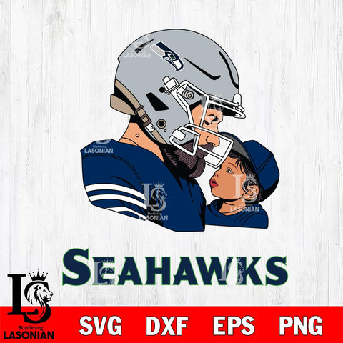 Seattle Seahawks Father And Child Rugby SVG DXF EPS PNG FILE,NFL SVG, Father day Digital Download,Instant Download, Silhouette