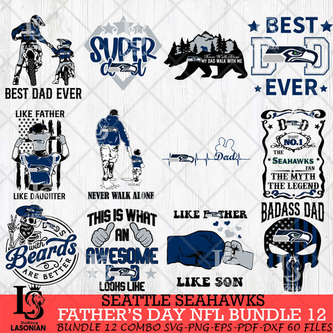 Seattle Seahawks Fathers Day NFL Bundle 12 Svg Eps Dxf Png File, Digital Download, Instant Download
