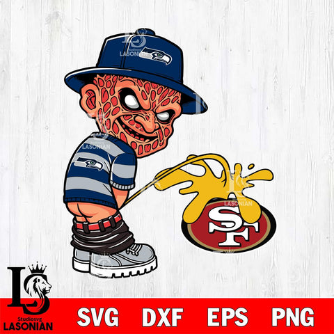 Seattle Seahawks Freddy Krueger Piss On San Francisco 49ers Svg Eps Dxf Png File, Digital Download, Instant Download