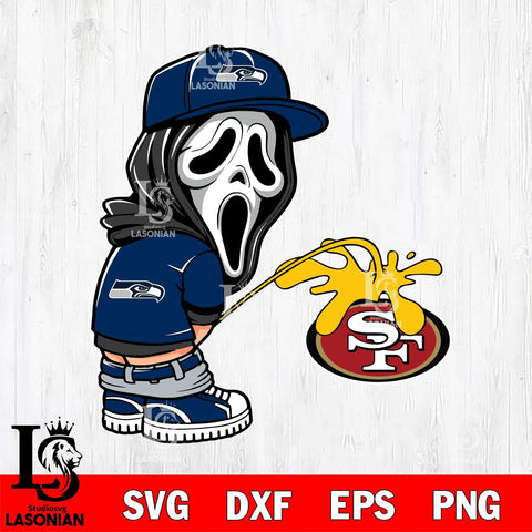 Seattle Seahawks Ghostface Piss On San Francisco 49ers Svg Eps Dxf Png File, Digital Download, Instant Download
