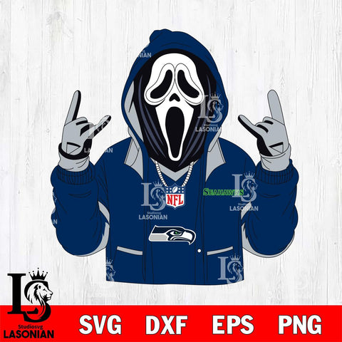 Seattle Seahawks Ghostface Scream Football Halloween Svg Eps Dxf Png File, Digital Download, Instant Download