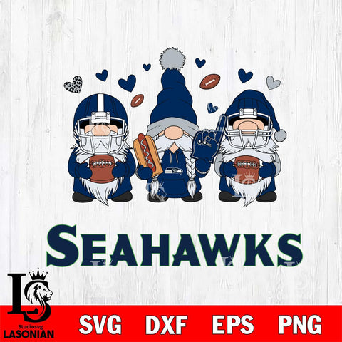 Seattle Seahawks Gnome Rugby File Cut, NFL SVG, Digital Download , CHRISTMAS Criucut , Silhouette