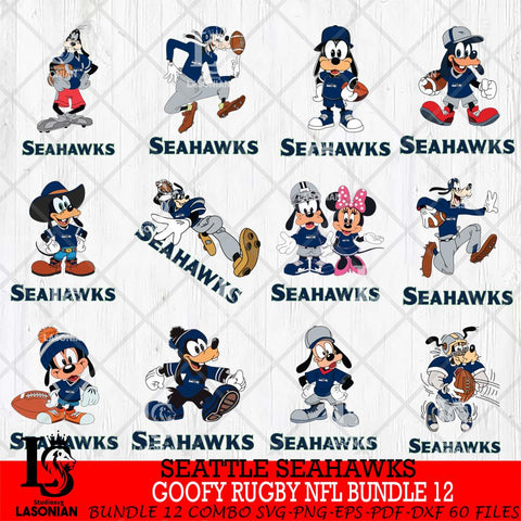 Seattle Seahawks Goofy Rugby NFL Bundle 12 SVG DXF EPS PNG FILE,NFL bundle svg ,Football Digital Download,Instant Download, Silhouette
