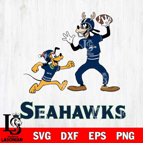 Seattle Seahawks Goofy & Pluto Football Cricut,Christmas SVG DXF EPS PNG FILE, Digital Download,Instant Download, Silhouette