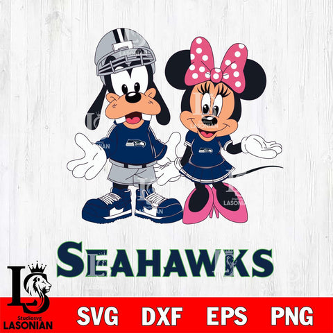 Seattle Seahawks Goofy and Minnie mouse Football SVG DXF EPS PNG FILE,NFL Cricut ,Football Digital Download,Instant Download, Silhouette