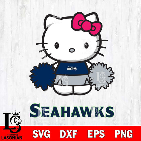 Seattle Seahawks Hello Kitty Cheerleader 2 Svg Eps Dxf Png File, Digital Download, Instant Download