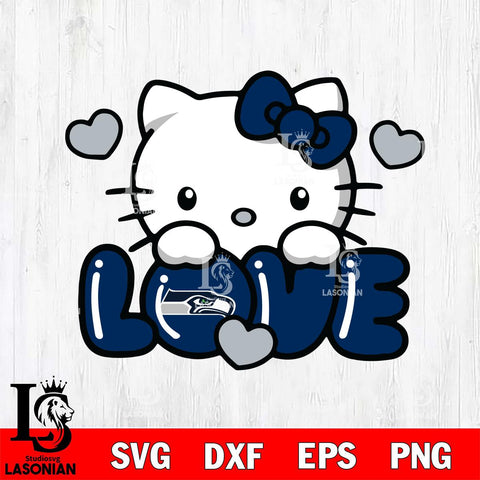 Seattle Seahawks Hello Kitty Love Svg Eps Dxf Png File, Digital Download, Instant Download