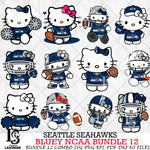 Seattle Seahawks Hello Kitty NFL Bundle 12 Svg Eps Dxf Png File, Digital Download, Instant Download