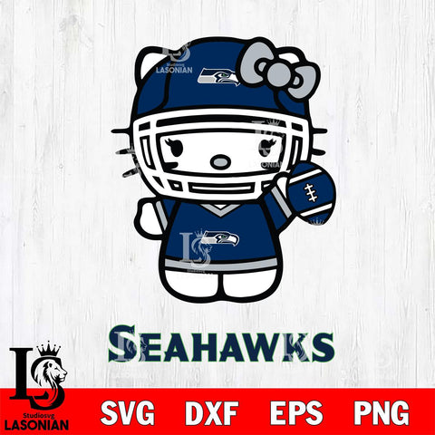 Seattle Seahawks Hello Kitty Nfl 1 Svg Eps Dxf Png File, Digital Download, Instant Download