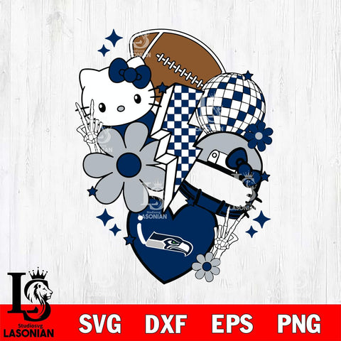 Seattle Seahawks Hello Kitty Nfl 2 Svg Eps Dxf Png File, Digital Download, Instant Download