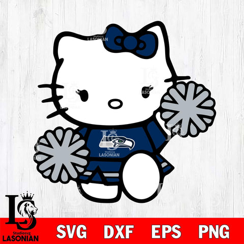 Seattle Seahawks Hello Kitty sport 4 Svg Eps Dxf Png File, Digital Download, Instant Download