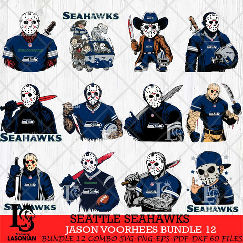 Seattle Seahawks Jason Voorhees Horror Bundle 12 SVG Svg Eps Dxf Png File,Bundle NFL svg, Digital Download, Instant Download