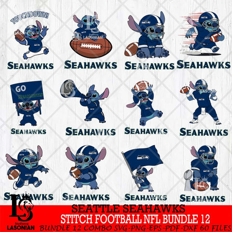 Seattle Seahawks Lilo and stitch Football NFL Bundle 12 SVG DXF EPS PNG FILE, NFL File Cut, Digital Download,Instant Download, Silhouette, Cricut