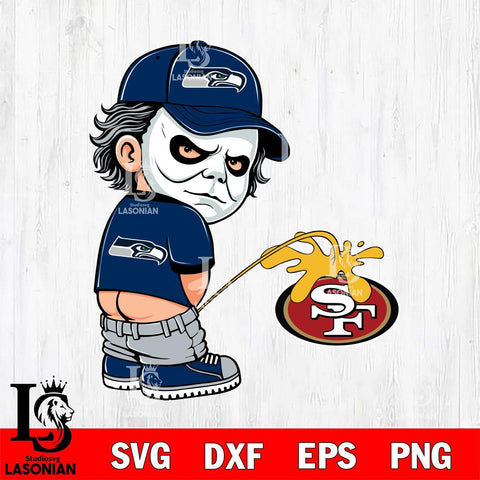 Seattle Seahawks Michael Myers Piss On San Francisco 49ers Svg Eps Dxf Png File, Digital Download, Instant Download