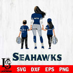 Seattle Seahawks Mother and son Rugby SVG DXF EPS PNG FILE,NFL SVG, Father day Digital Download,Instant Download, Silhouette