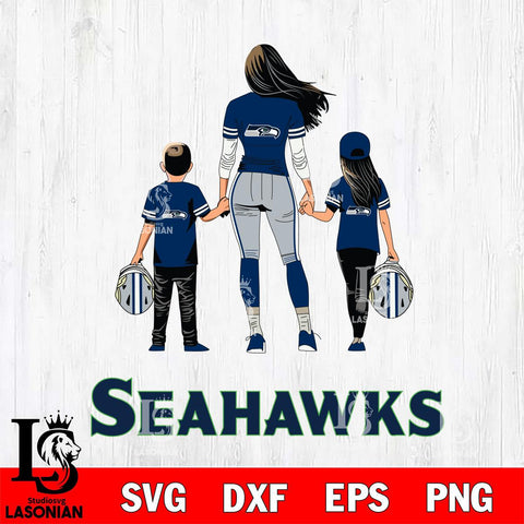 Seattle Seahawks Mother and son Rugby SVG DXF EPS PNG FILE,NFL SVG, Father day Digital Download,Instant Download, Silhouette