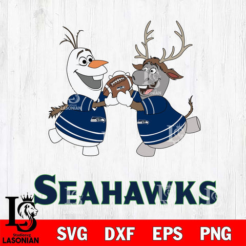 Seattle Seahawks Olaf & Sven Football Cricut,Christmas SVG DXF EPS PNG FILE, Digital Download,Instant Download, Silhouette