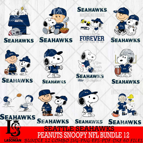 Seattle Seahawks Peanuts Snoopy Player NFL Bundle 12 SVG DXF EPS PNG FILE,Snoopy File Cut, bundle nfl Digital Download,Instant Download, Silhouette