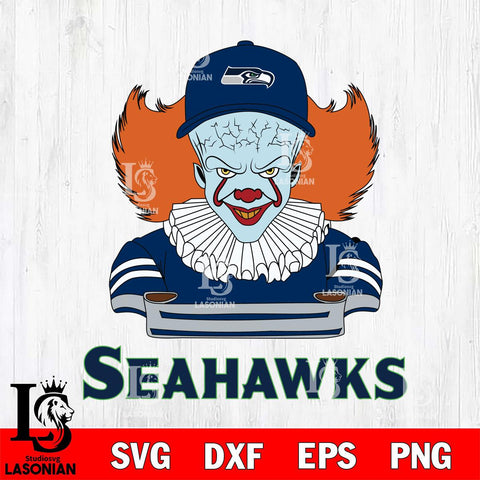 Seattle Seahawks Pennywise Horror Sport 2 Svg Eps Dxf Png File, NFL svg, Digital Download, Instant Download