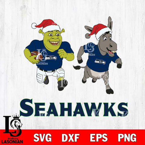 Seattle Seahawks Shrek and Donkey Football Cricut,Christmas SVG DXF EPS PNG FILE, Digital Download,Instant Download, Silhouette