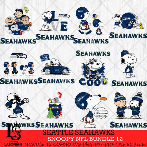 Seattle Seahawks Snoopy NFL Bundle 12 SVG Eps Dxf Png File, NFL svg, Digital Download, Instant Download