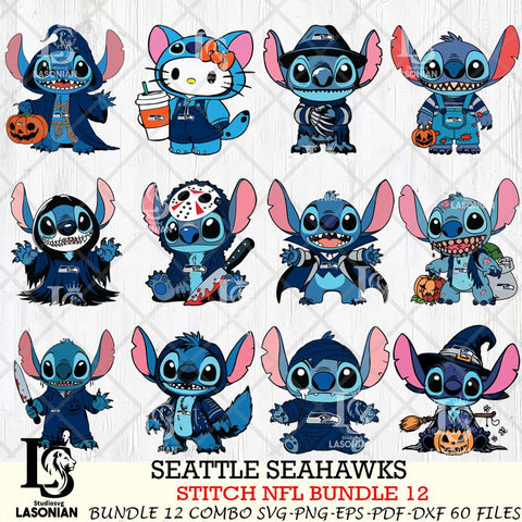 Seattle Seahawks Stitch Horror Bundle 12 SVG Eps Dxf Png File, Bundle NFL svg, Digital Download, Instant Download