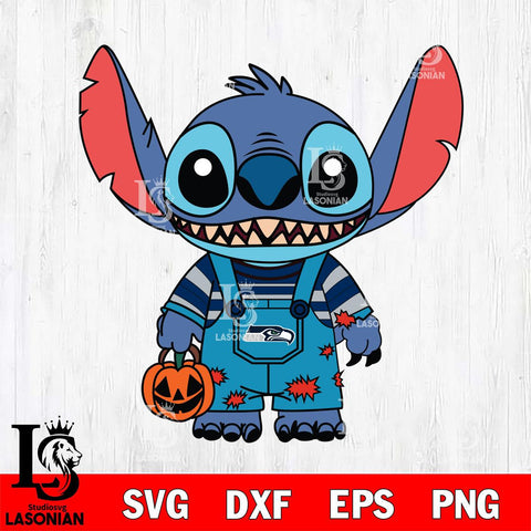 Seattle Seahawks Stitch Horror Football Halloween Svg Eps Dxf Png File, NFL svg, Digital Download, Instant Download