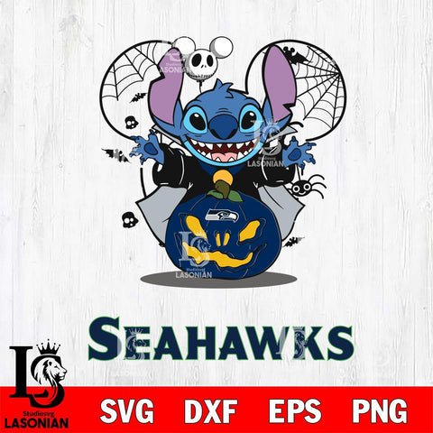 Seattle Seahawks Stitch Horror Halloween Svg Eps Dxf Png File, Digital Download, Instant Download