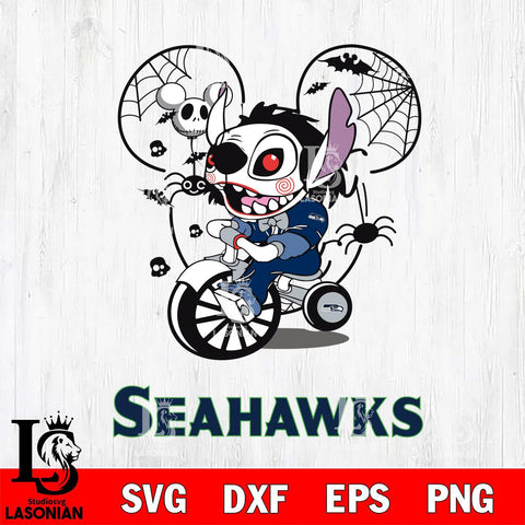 Seattle Seahawks Stitch Jigsaws Halloween Svg Eps Dxf Png File, Digital Download, Instant Download
