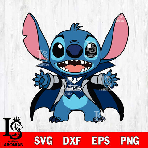 Seattle Seahawks Stitch Vampire Football halloween Svg Eps Dxf Png File, NFL svg, Digital Download, Instant Download